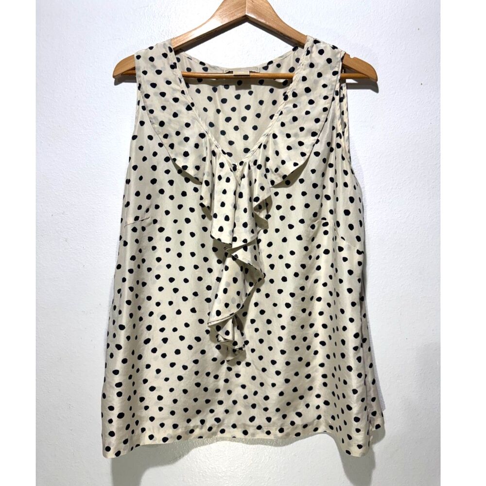 Michael Kors 100% silk blouse top polka dots business casual office women 14W